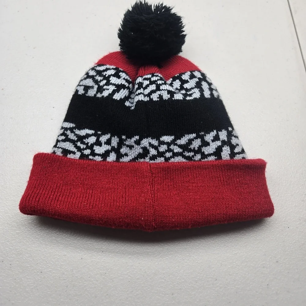 Jordan Boys Beanie YOUTH Red Pom Logo Jumpman Foldover Knit